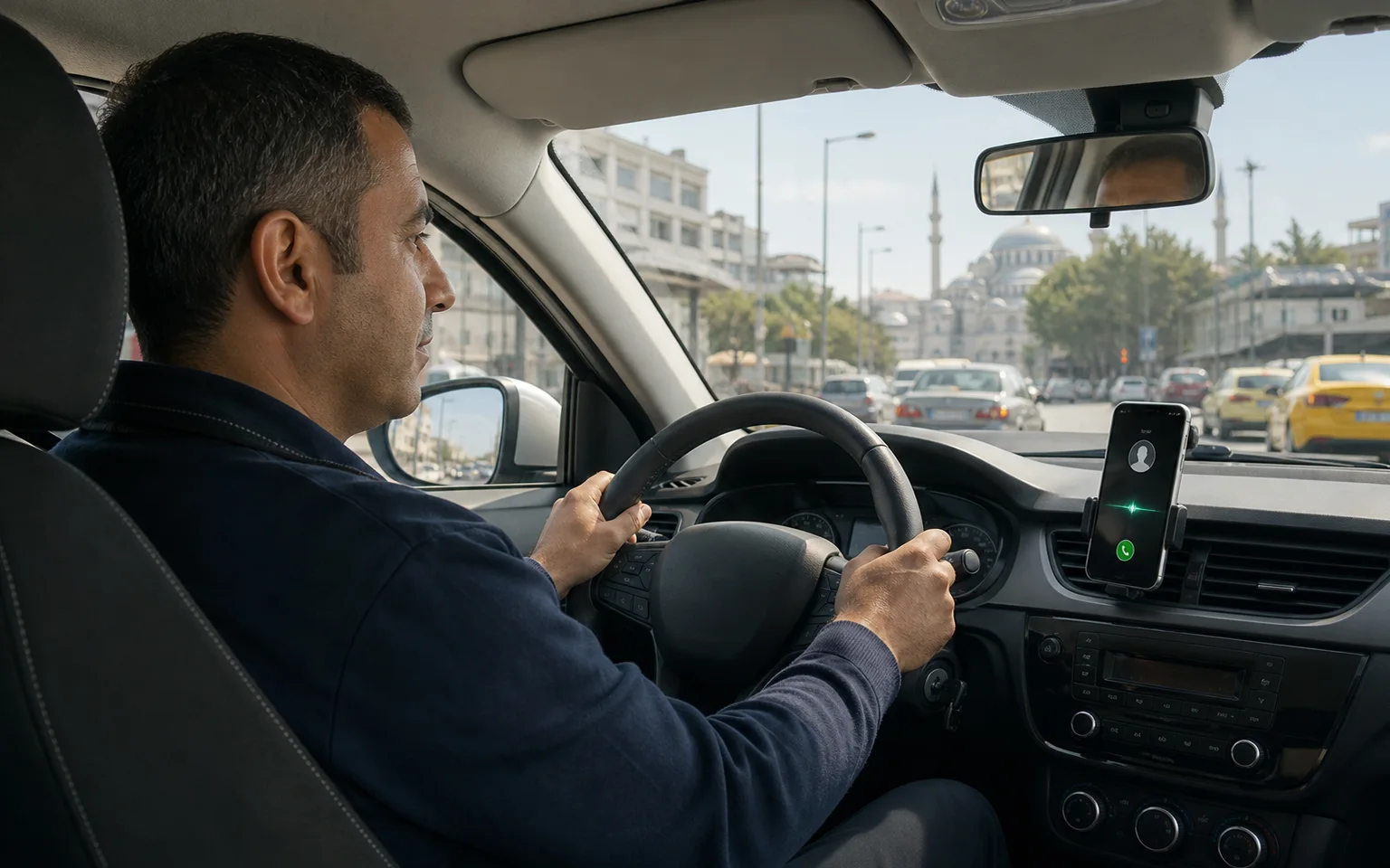 Taksici işine odaklanırken gelen çağrıyı Sekreter.co karşılıyor